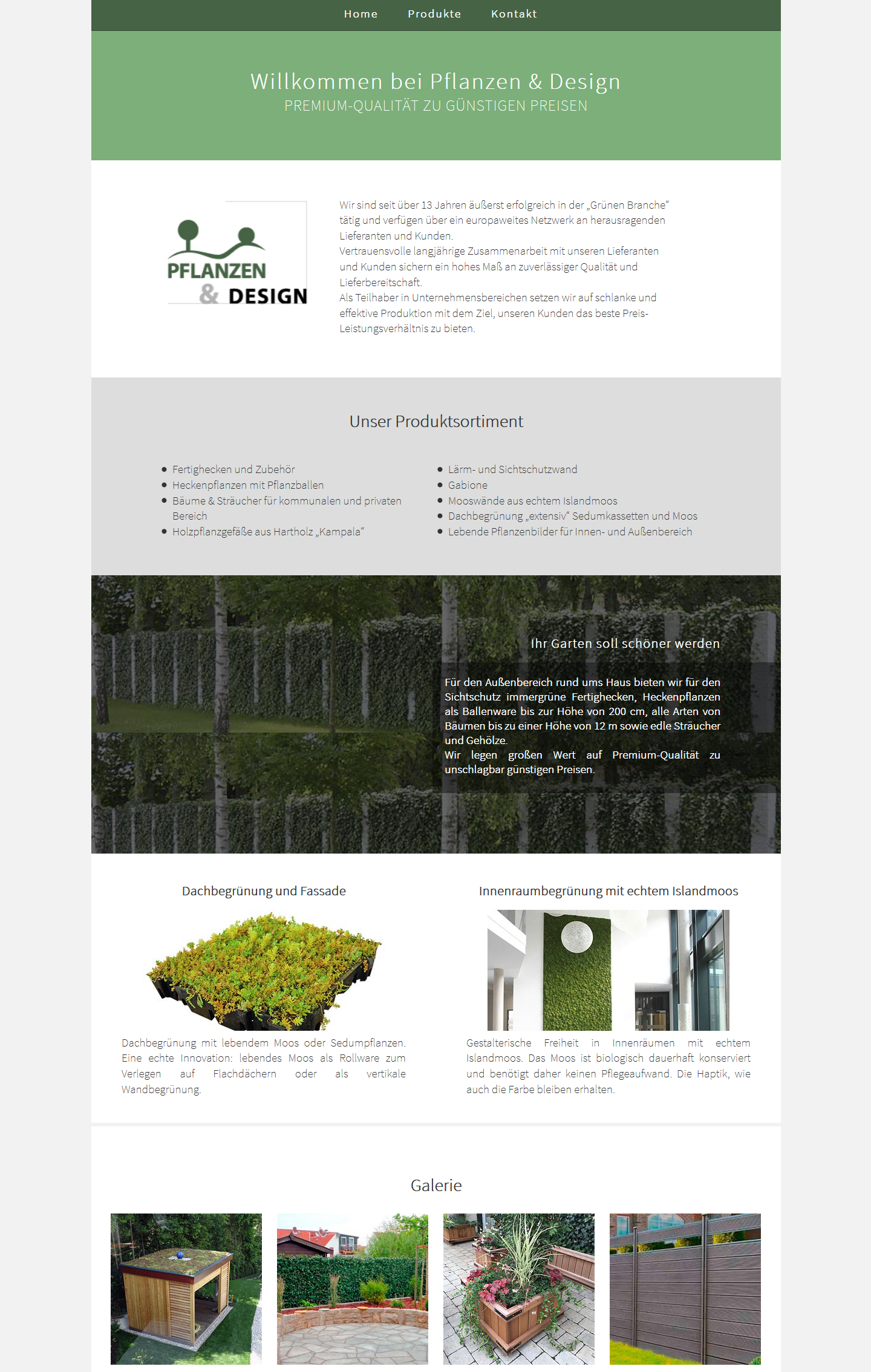Responsive Onepager Website - Pflanzen & Design Responsive Onepager Website - Pflanzen & Design