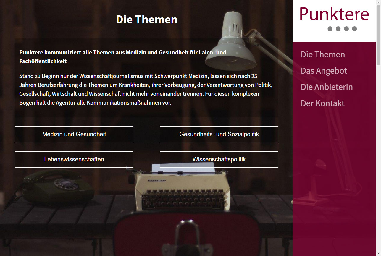 Responsive Onepager Website - Punktere